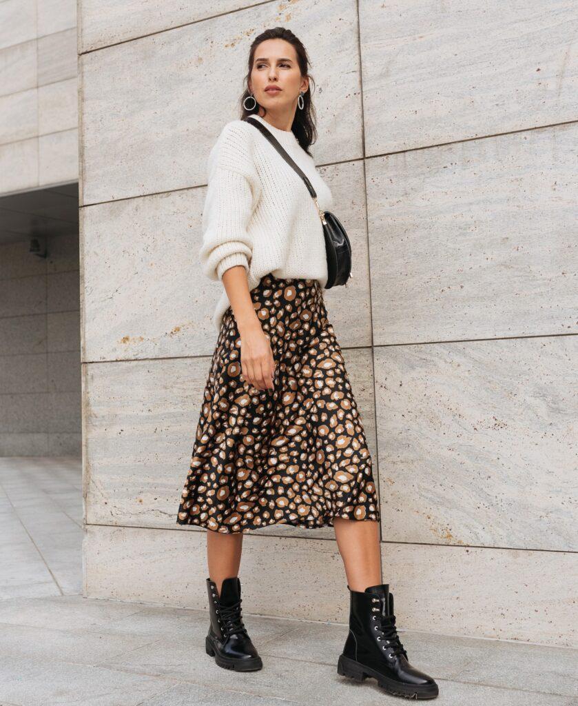 How to Wear Ankle Boots with Midi Skirts